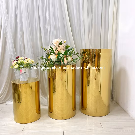 Pilar dourado para suporte de bolo, decoração de casamento, suporte de velas
